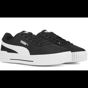 PUMA Women's Carina Canvas Court Sneaker Blk/Wht